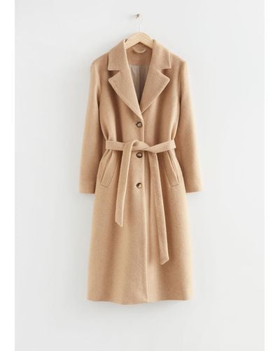 & Other Stories Single-breasted Belted Coat - Natural