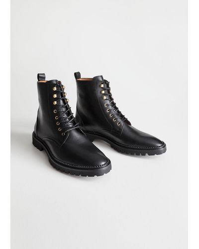 & Other Stories Lace-up Leather Boots - Black