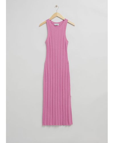 & Other Stories Fitted Midi Tank Dress - Pink