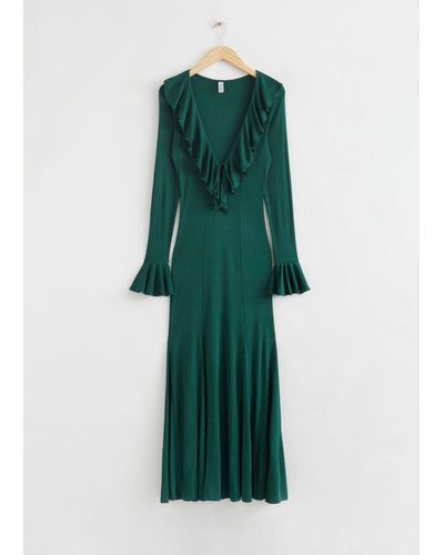 & Other Stories Frilled Bell-shaped Dress - Green