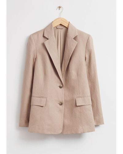 & Other Stories Relaxed Single-breasted Silk Blazer - Natural