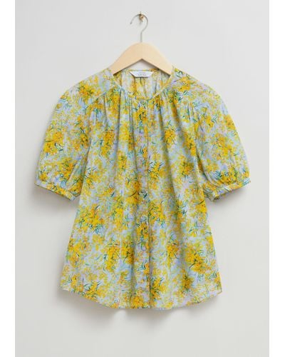 & Other Stories Oversized Puff-sleeve Blouse - Yellow
