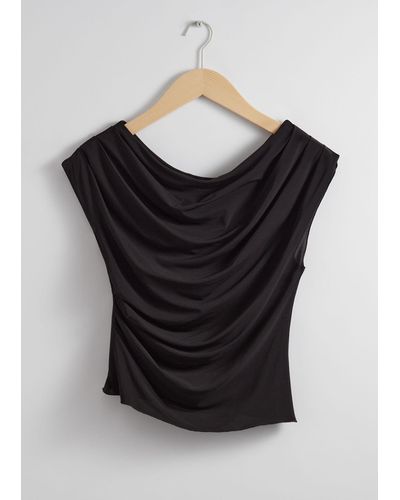 & Other Stories Draped Top - Black