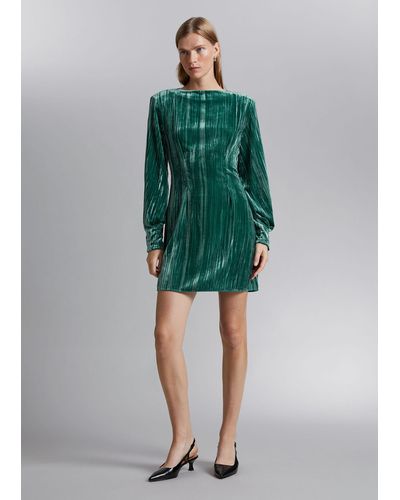 & Other Stories Structured Mini Dress - Green