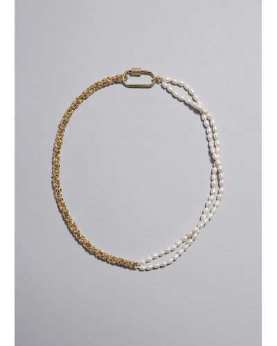 & Other Stories Pearl Chain Necklace - Metallic