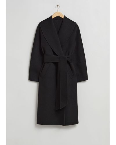 & Other Stories Oversized Shawl Collar Coat - Black