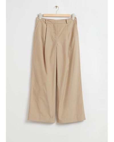 & Other Stories Relaxed Wide Leg Pants - Natural
