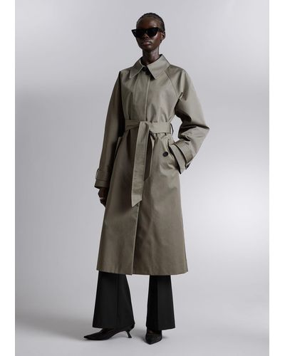 & Other Stories Single-breasted Trench Coat - Grey