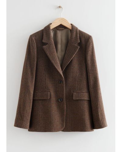 & Other Stories Fitted Checked Blazer - Brown