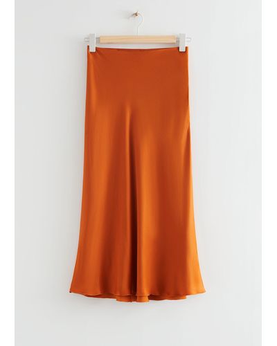 & Other Stories A-line Midi Skirt - Orange