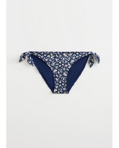 & Other Stories Printed Side Tie Bikini Bottoms - Blue