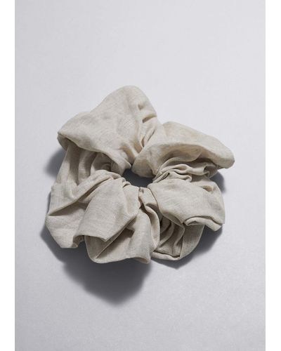 & Other Stories Large Linen Scrunchie - Grey