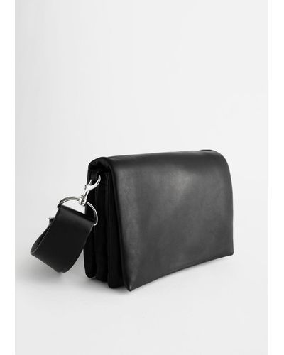 & Other Stories Chrome Free Leather Crossbody Bag - Black