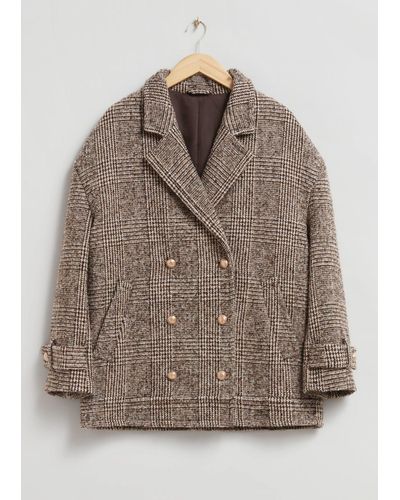 & Other Stories Short Oversized Peacoat - Brown