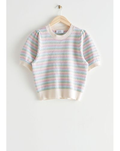 & Other Stories Scallop Neck Knit Top - Multicolour