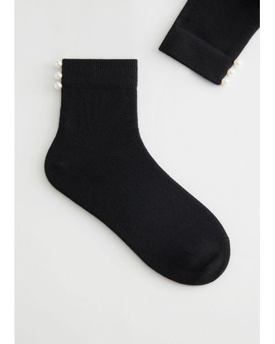 & Other Stories Pearl Embellished Socks - Black