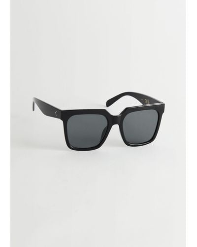 & Other Stories Squared Angular Sunglasses - Black