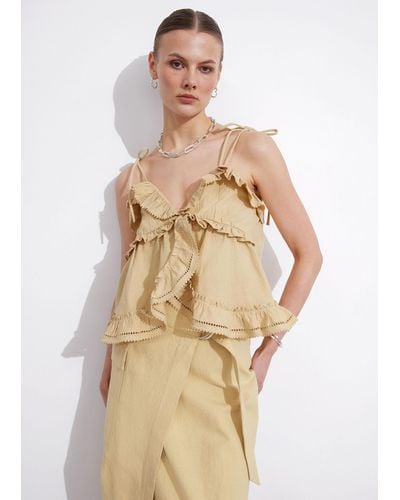 & Other Stories Strappy Bustier Frill Top - Natural