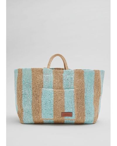& Other Stories Large Woven Straw Tote - Blue