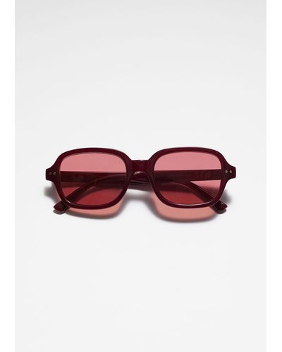& Other Stories Rectangular Frame Sunglasses - Red