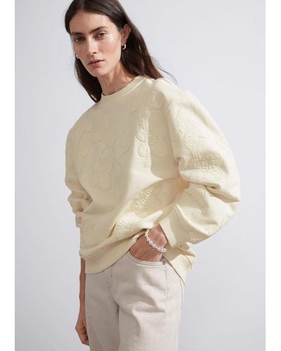 & Other Stories Floral-jacquard Sweatshirt - Natural