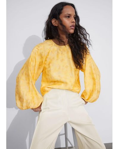 & Other Stories Balloon-sleeve Top - Yellow