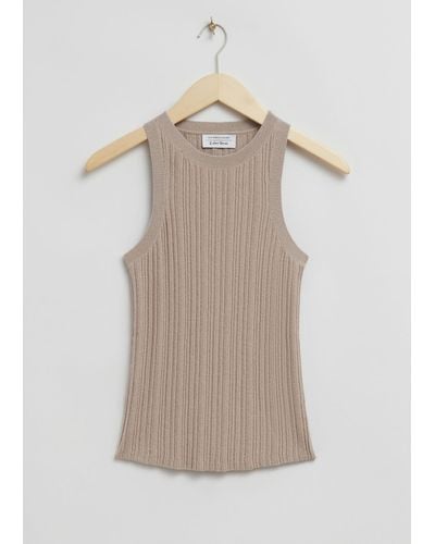 & Other Stories Fitted Ribbed Tank Top - Grey