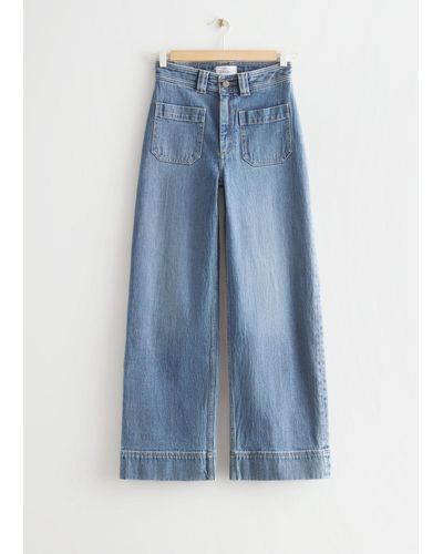 & Other Stories Wide Leg Patch Pocket Jeans - Blue