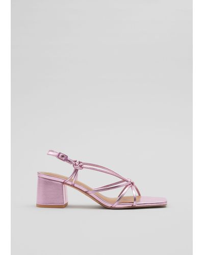 & Other Stories Strappy Knotted Leather Sandals - Pink