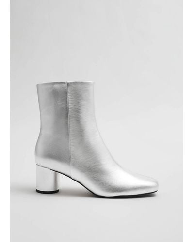 & Other Stories Leather Ankle Boots - White