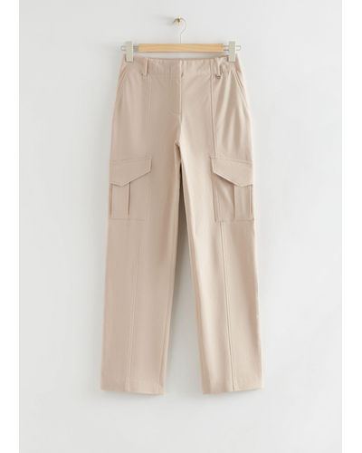& Other Stories Straight Leg Cargo Trousers - Natural