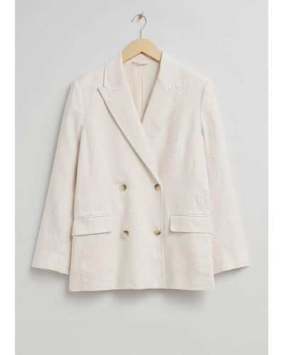 & Other Stories Relaxed Double-breasted Linen Blazer - Natural