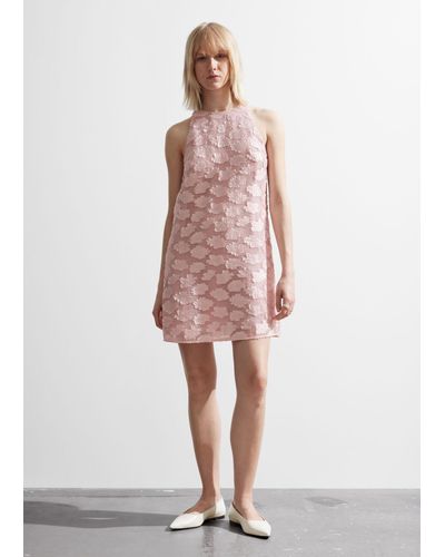 & Other Stories Sleeveless Jacquard Mini Dress - Pink