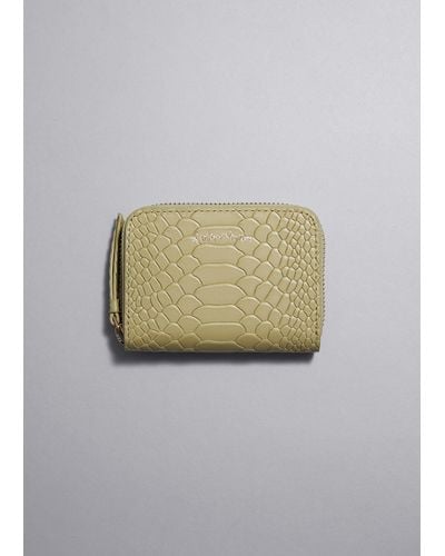 & Other Stories Snake Embossed Leather Wallet - Green