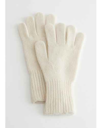& Other Stories Knitted Cashmere Gloves - White