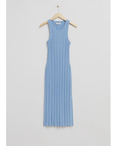 & Other Stories Fitted Midi Tank Dress - Blue