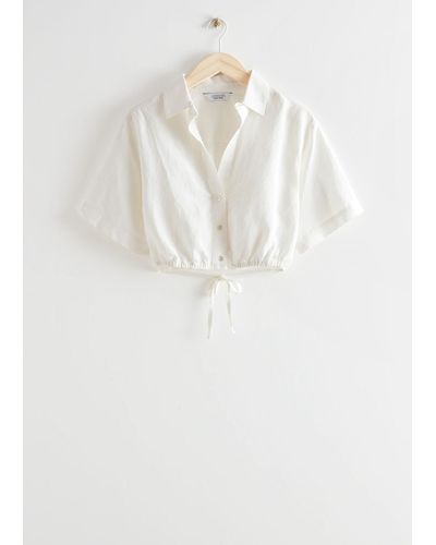 & Other Stories Buttoned Crop Top - White