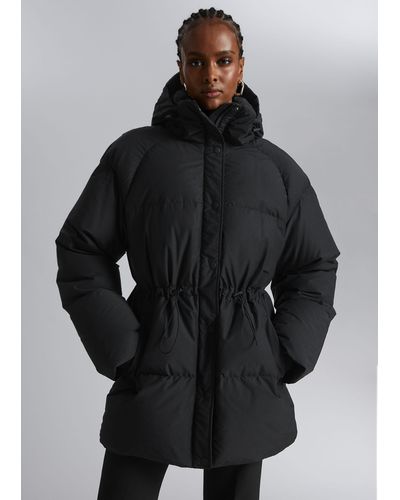 & Other Stories Oversized Hooded Down Puffer Jacket - Black