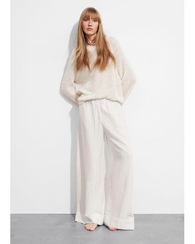 & Other Stories Relaxed Drawstring Trousers - White