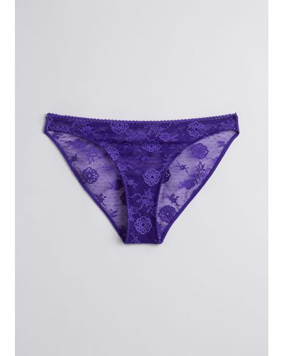& Other Stories Floral Lace Briefs - Purple