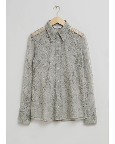 & Other Stories Slim-fit Lace Shirt - Gray