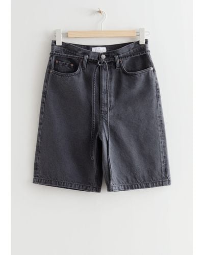 & Other Stories Jeansshorts Mit Paperbag-Taille - Blau