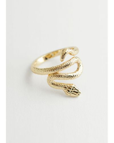 & Other Stories Embossed Snake Ring - White