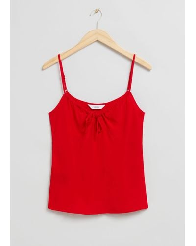 & Other Stories Strappy Drawstring Detail Top - Red