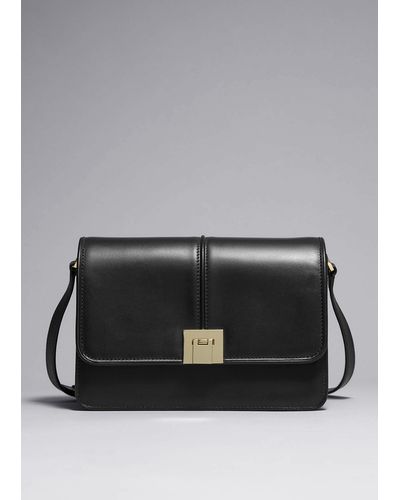 & Other Stories Classic Leather Shoulder Bag - Black