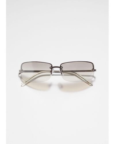 & Other Stories Frameless Rectangular Sunglasses - White