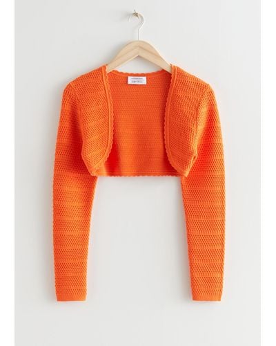 & Other Stories Scalloped Knit Cardigan - Orange