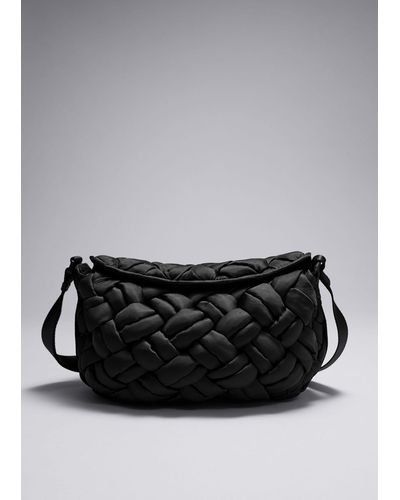 & Other Stories Braided Nylon Shoulder Bag - Black