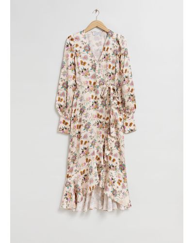 & Other Stories Ruffled Wrap Dress - White
