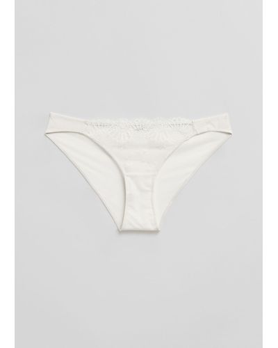 & Other Stories Seashell Embroidered Lace Briefs - White